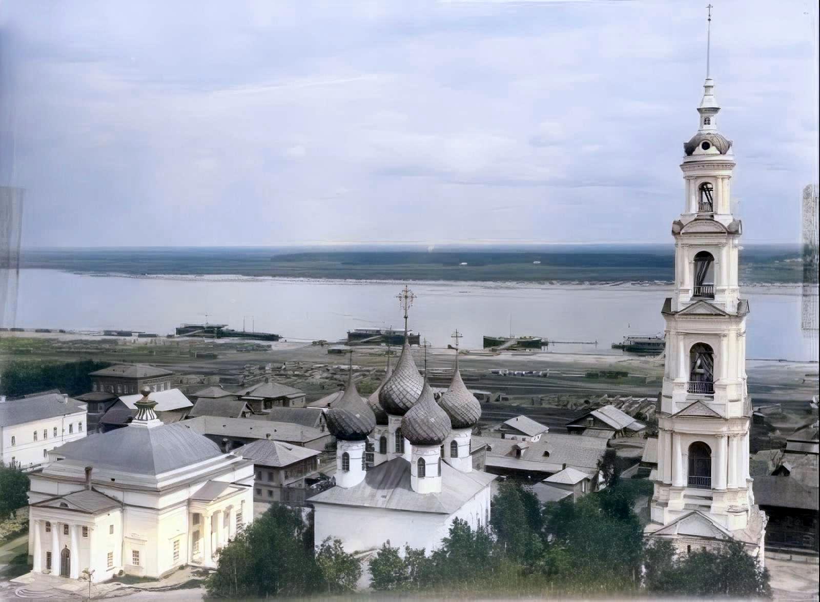 Юрьевец, Волга, 1901 год, пейзаж, колокольня, архитектура